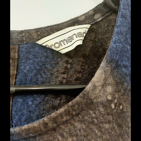 Japanese Dyed Blue and Brown Cotton A-Line Dress - Picture 5 of 7